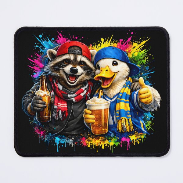 Item preview, At The Game Funny Raccoon & Duck Friends Sports Fans designed and sold by Genius Geek.