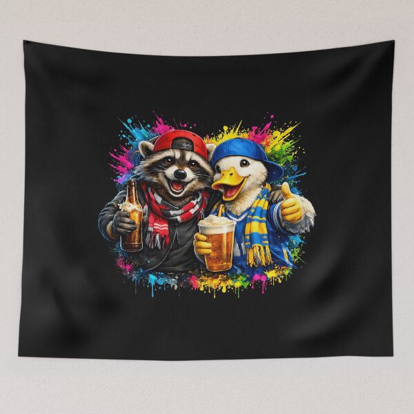 Item preview, At The Game Funny Raccoon & Duck Friends Sports Fans designed and sold by Genius Geek.