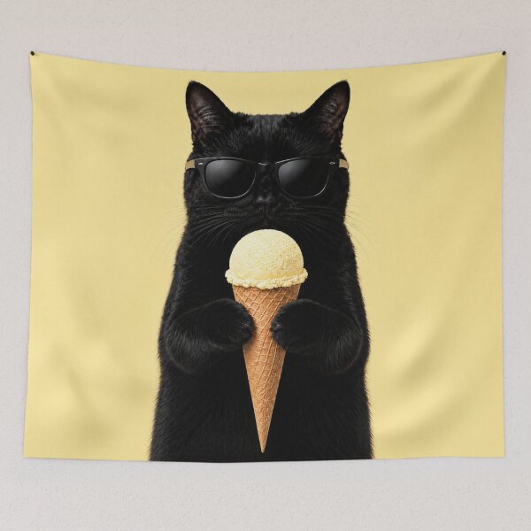 Item preview, Cool Cat with Yellow Ice Cream designed and sold by LittleGinnyArt.