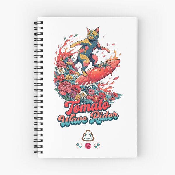 Item preview, Tomato Wave Rider - Whimsical Surfing Cat designed and sold by m-yoga-store.