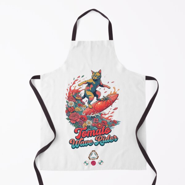 Item preview, Tomato Wave Rider - Whimsical Surfing Cat designed and sold by m-yoga-store.