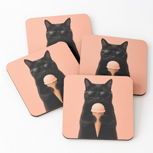 Item preview, Cool Cat with Peach Ice Cream designed and sold by LittleGinnyArt.