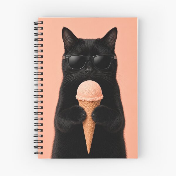 Item preview, Cool Cat with Peach Ice Cream designed and sold by LittleGinnyArt.