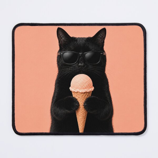 Item preview, Cool Cat with Peach Ice Cream designed and sold by LittleGinnyArt.
