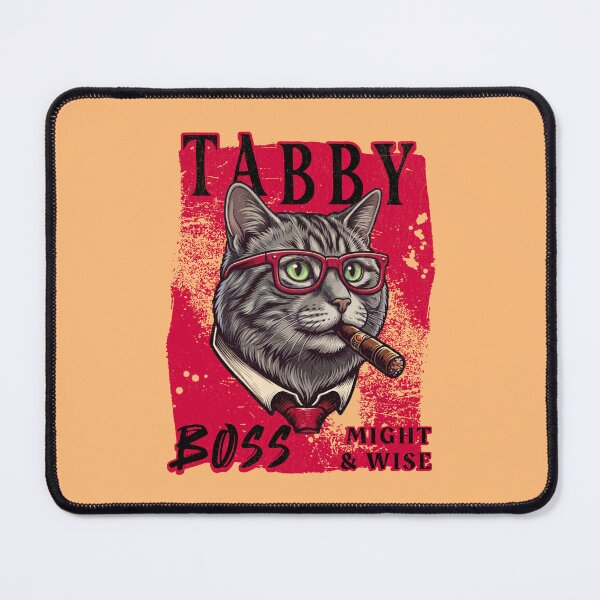 Item preview, Gray Tabby Boss Design – Funny Gray Tabby Cat with Cigar Mafia Style Gift designed and sold by PixelsPaws.