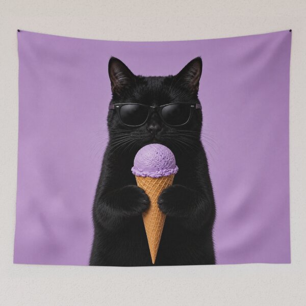 Artikelvorschau, Cool Cat with Purple Ice Cream entworfen und verkauft von LittleGinnyArt.