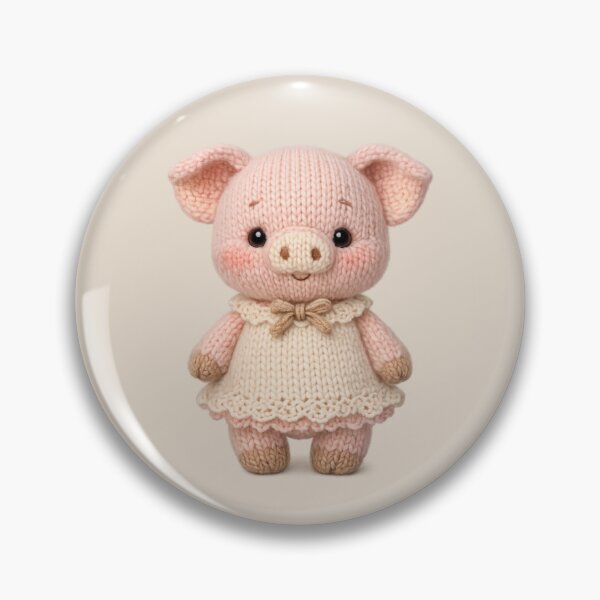 Item preview, Cute Knitted Piglet Plush | Kawaii Handmade Crochet Knit Cottagecore designed and sold by Moons Studio.