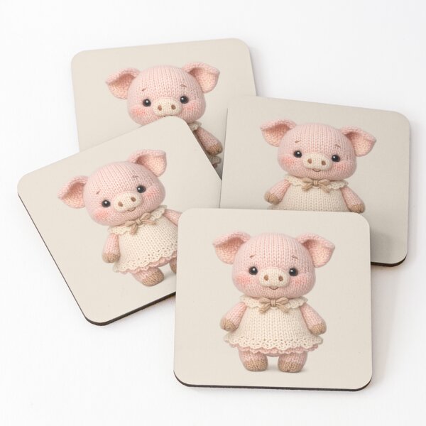 Item preview, Cute Knitted Piglet Plush | Kawaii Handmade Crochet Knit Cottagecore designed and sold by Moons Studio.