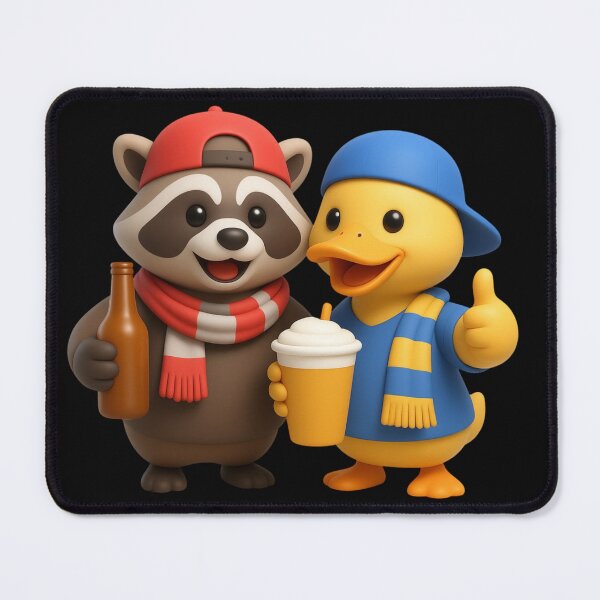 Item preview, At The Game Funny Raccoon & Duck Friends Sports Fans designed and sold by Genius Geek.