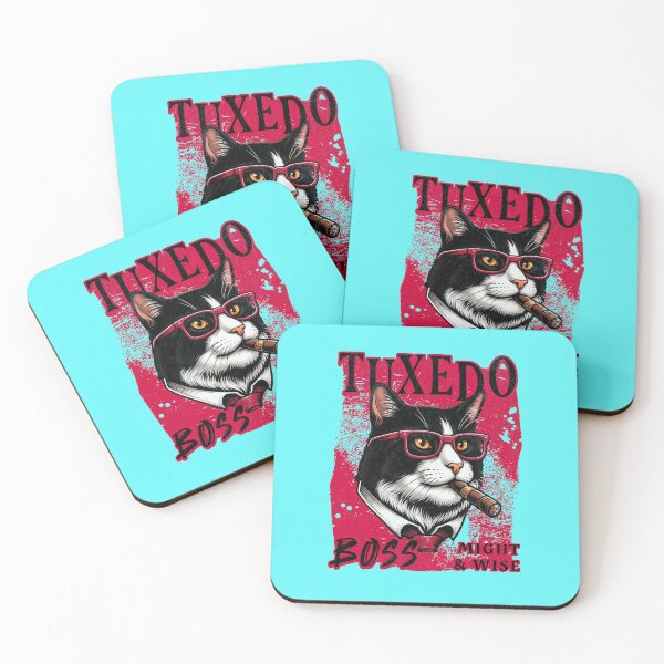 Item preview, Tuxedo Cat Boss Design – Funny Tuxedo Cat with Cigar Mafia Style designed and sold by PixelsPaws.