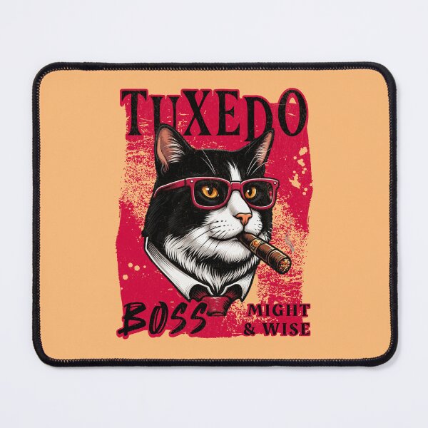 Item preview, Tuxedo Cat Boss Design – Funny Tuxedo Cat with Cigar Mafia Style designed and sold by PixelsPaws.