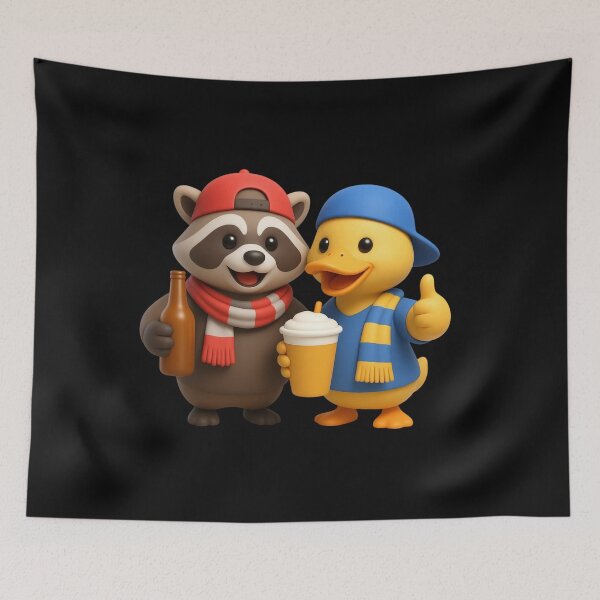 Item preview, At The Game Funny Raccoon & Duck Friends Sports Fans designed and sold by Genius Geek.
