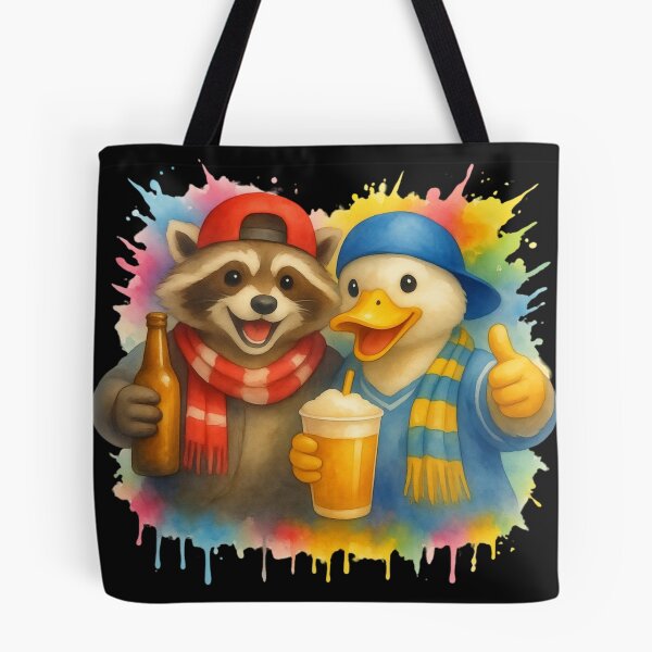 Item preview, Football Game Funny Raccoon & Duck Friends Sports Fans designed and sold by Genius Geek.