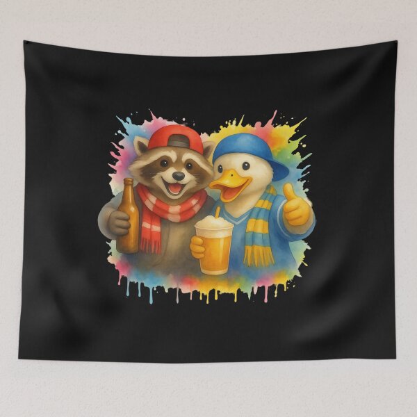 Item preview, Football Game Funny Raccoon & Duck Friends Sports Fans designed and sold by Genius Geek.