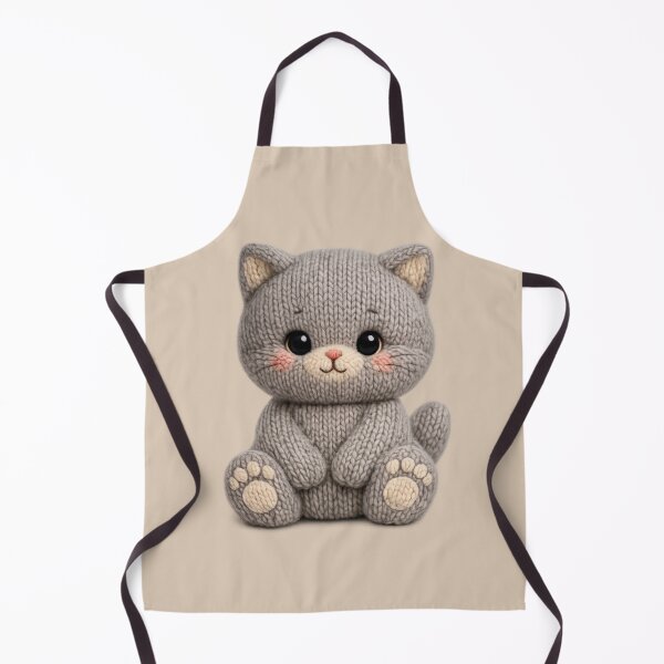 Item preview, Cute Knitted Grey British Shorthair Kitten Plush | Kawaii Handmade Crochet Knit Cottagecore designed and sold by Moons Studio.