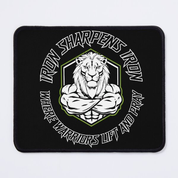 Item preview, Iron Sharpens Iron Christian Gym Lion | Warriors Lift and Pray designed and sold by Bezuiden.