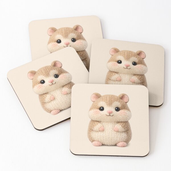 Item preview, Cute Knitted Hamster Plush | Kawaii Handmade Crochet Knit Cottagecore designed and sold by Moons Studio.