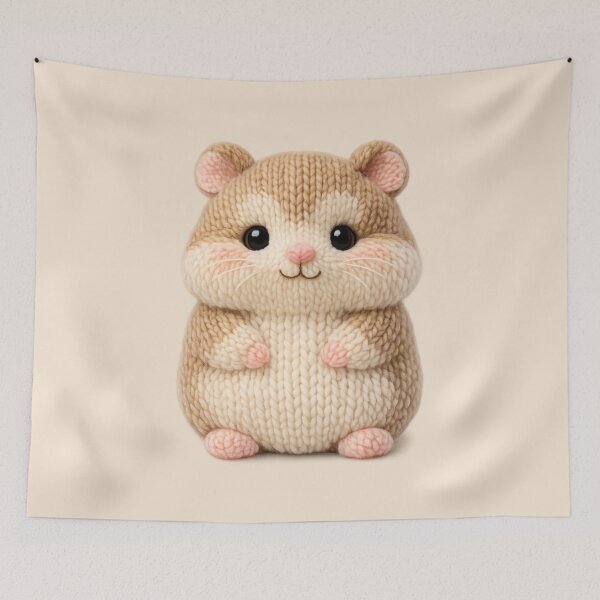 Item preview, Cute Knitted Hamster Plush | Kawaii Handmade Crochet Knit Cottagecore designed and sold by Moons Studio.