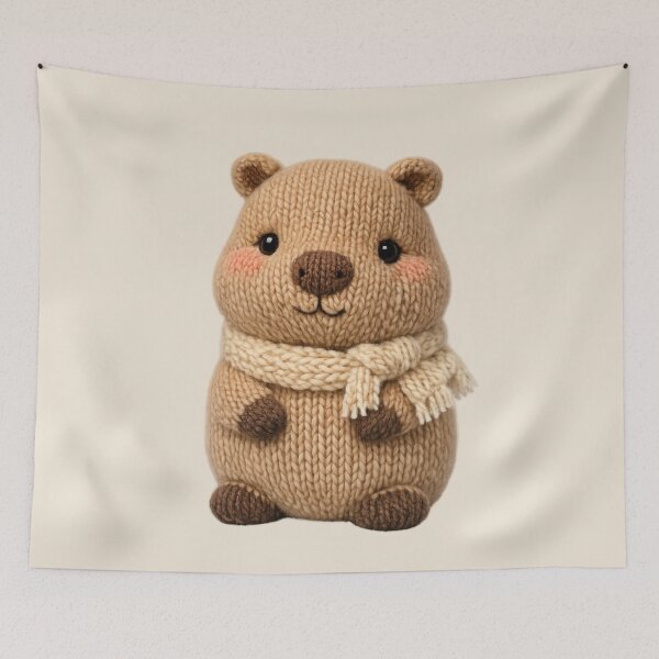 Item preview, Cute Knitted Capybara Plush | Kawaii Handmade Crochet Knit Cottagecore designed and sold by Moons Studio.