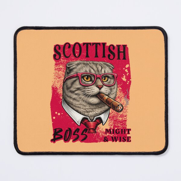Item preview, Scottish Fold Boss Design – Funny Scottish Fold Cat with Cigar Mafia Style designed and sold by PixelsPaws.