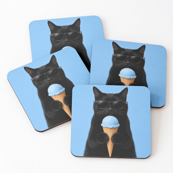 Item preview, Cool Cat with Blue Ice Cream designed and sold by LittleGinnyArt.
