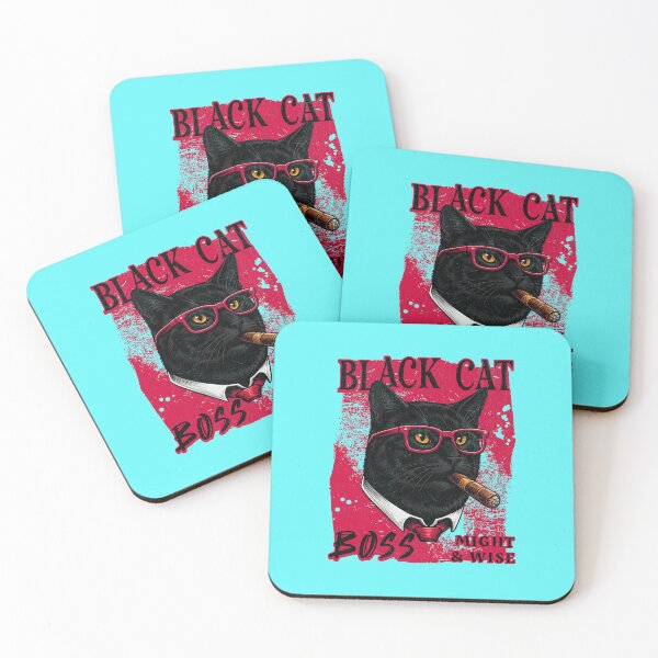 Item preview, Black Cat Boss Design – Funny Black Cat with Cigar Mafia Style designed and sold by PixelsPaws.
