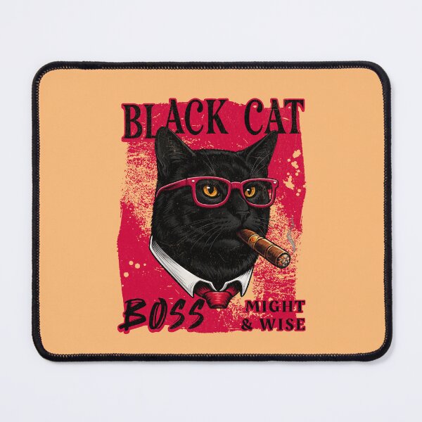 Item preview, Black Cat Boss Design – Funny Black Cat with Cigar Mafia Style designed and sold by PixelsPaws.