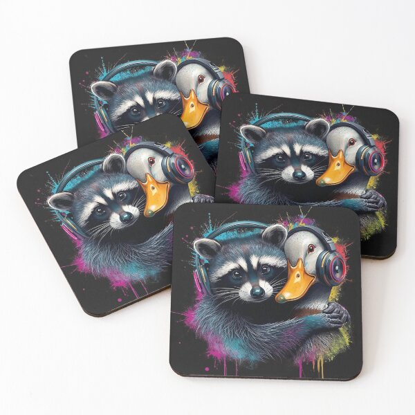 Item preview, Music Lover Funny Raccoon & Duck Friends Music Fans designed and sold by Genius Geek.