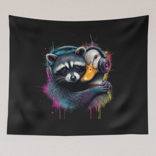 Item preview, Music Lover Funny Raccoon & Duck Friends Music Fans designed and sold by Genius Geek.
