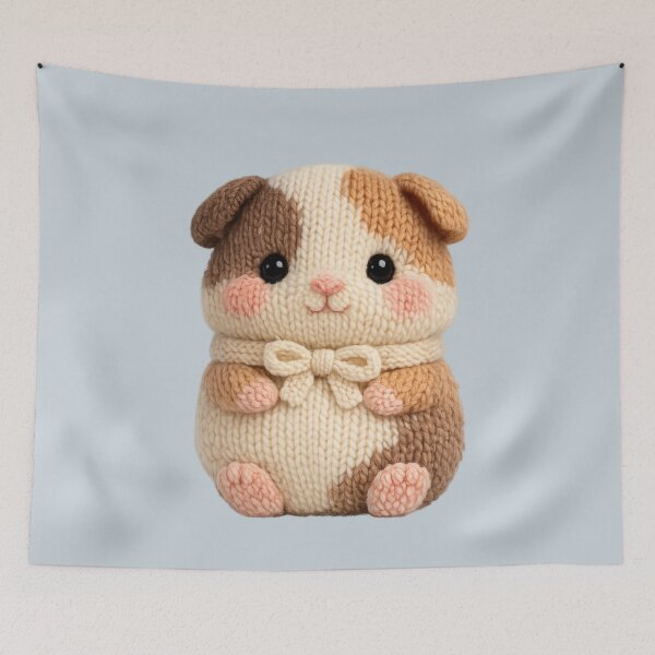 Item preview, Cute Knitted Guinea Pig Plush | Kawaii Handmade Crochet Knit Cottagecore designed and sold by Moons Studio.