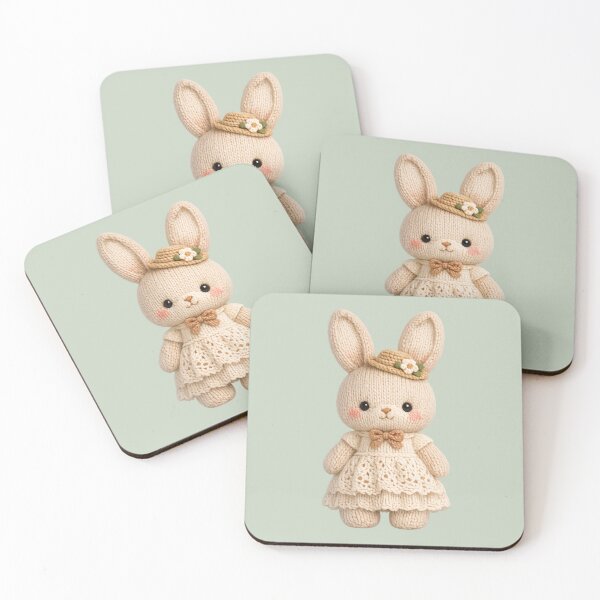 Item preview, Cute Knitted Rabbit Plush | Kawaii Handmade Crochet Knit Cottagecore designed and sold by Moons Studio.