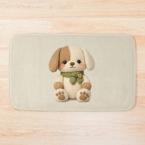 Item preview, Cute Knitted Puppy Plush | Kawaii Handmade Crochet Knit Cottagecore designed and sold by Moons Studio.
