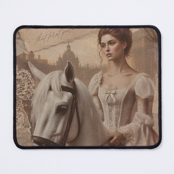 Item preview, Ever Yours, Gentle Heart — Victorian Woman & White Horse Vintage Collage designed and sold by INKandSOULbyLUNA.