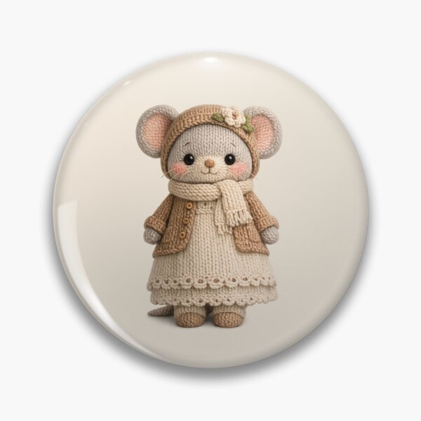 Item preview, Cute Knitted Mouse Plush | Kawaii Handmade Crochet Knit Cottagecore designed and sold by Moons Studio.