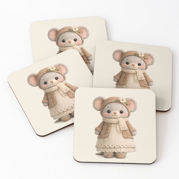 Item preview, Cute Knitted Mouse Plush | Kawaii Handmade Crochet Knit Cottagecore designed and sold by Moons Studio.
