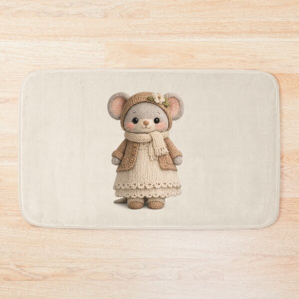 Item preview, Cute Knitted Mouse Plush | Kawaii Handmade Crochet Knit Cottagecore designed and sold by Moons Studio.