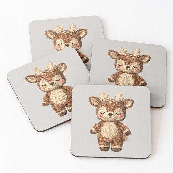 Item preview, Cute Knitted Deer Plush | Kawaii Handmade Crochet knit Cottagecore designed and sold by Moons Studio.