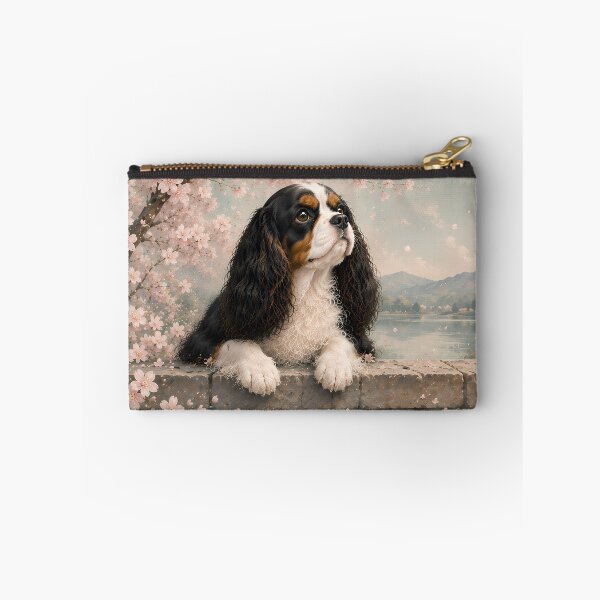 Item preview, Cavalier King Charles Spaniel Floral Portrait | Tricolor Cavalier Dog Art | Elegant Flower Illustration | Cottagecore Pet Decor | Watercolor Dog Wall Art | Dog Lover Gift designed and sold by ManJiangHong.