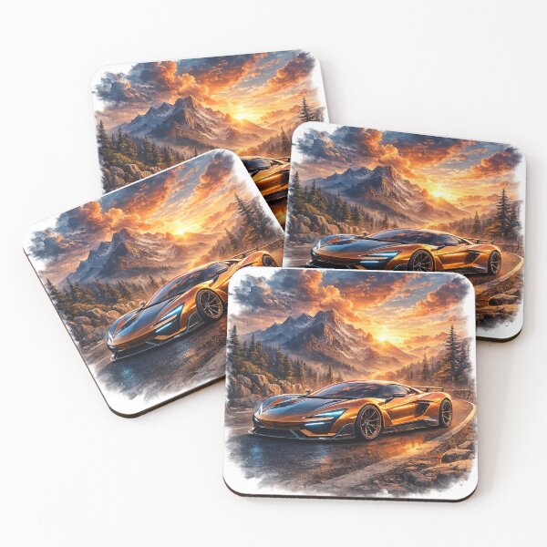 Item preview, Futuristic Sports Car at Mountain Sunset | Automotive Digital Art designed and sold by ASWIN STUDIO.