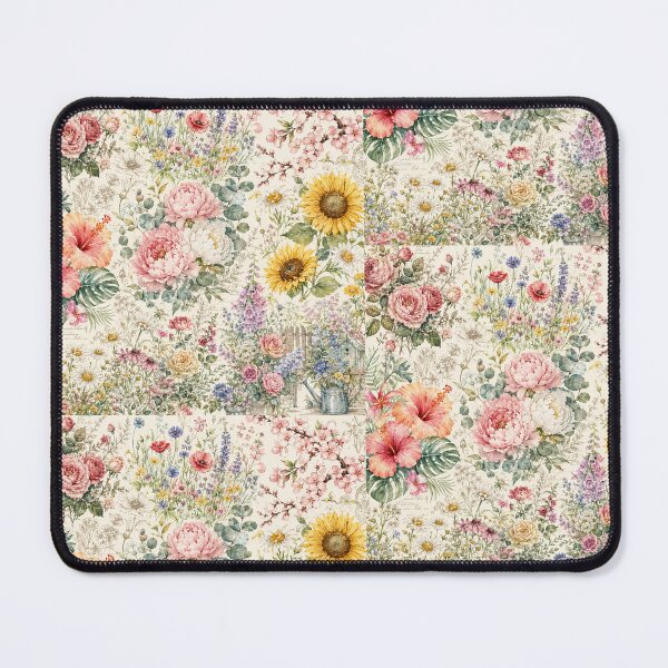 Item preview, Vintage floral garden with pastel blooms designed and sold by Side Quest Co..