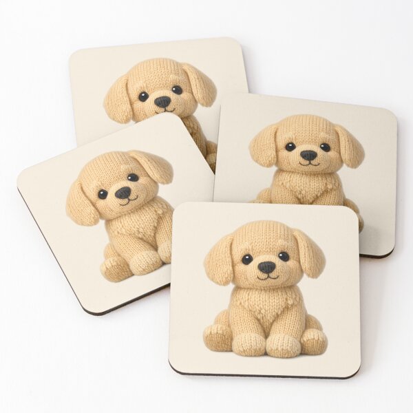 Item preview, Cute Knitted Golden Retriever Plush | Kawaii Handmade Crochet Knit Cottagecore designed and sold by Moons Studio.