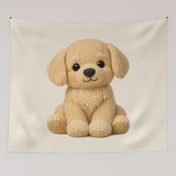 Item preview, Cute Knitted Golden Retriever Plush | Kawaii Handmade Crochet Knit Cottagecore designed and sold by Moons Studio.