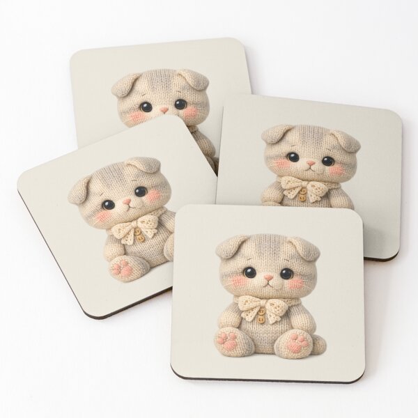 Item preview, Cute Knitted Scottish Fold Plush | Kawaii Handmade Crochet Knit Cottagecore designed and sold by Moons Studio.
