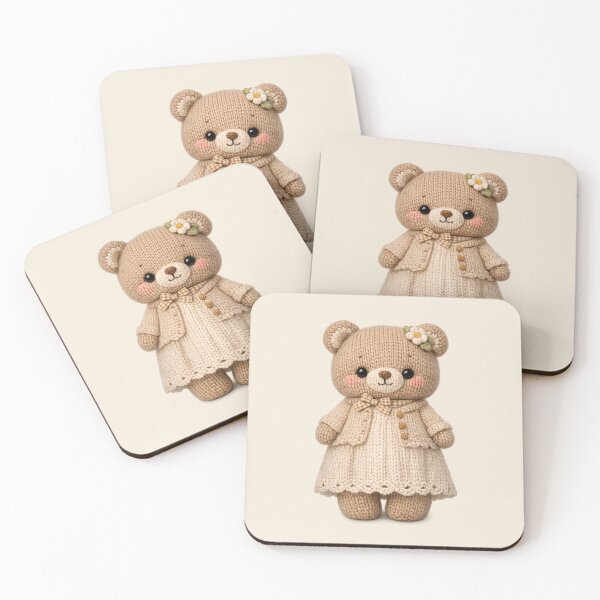 Item preview, Cute Knitted Bear Plush | Kawaii Handmade Crochet Knit Cottagecore designed and sold by Moons Studio.