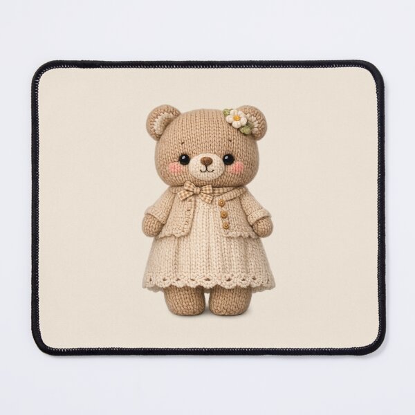 Item preview, Cute Knitted Bear Plush | Kawaii Handmade Crochet Knit Cottagecore designed and sold by Moons Studio.