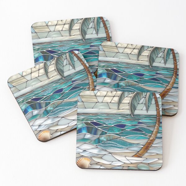 Item preview, Tropical beach in a dreamy stained-glass window designed and sold by BriSher.