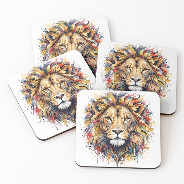 Item preview, Majestic Watercolor Lion Head with Colorful Ink Splash designed and sold by Marcu Ioachim.