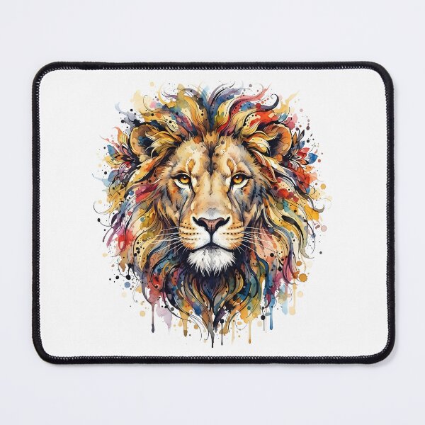 Item preview, Majestic Watercolor Lion Head with Colorful Ink Splash designed and sold by Marcu Ioachim.