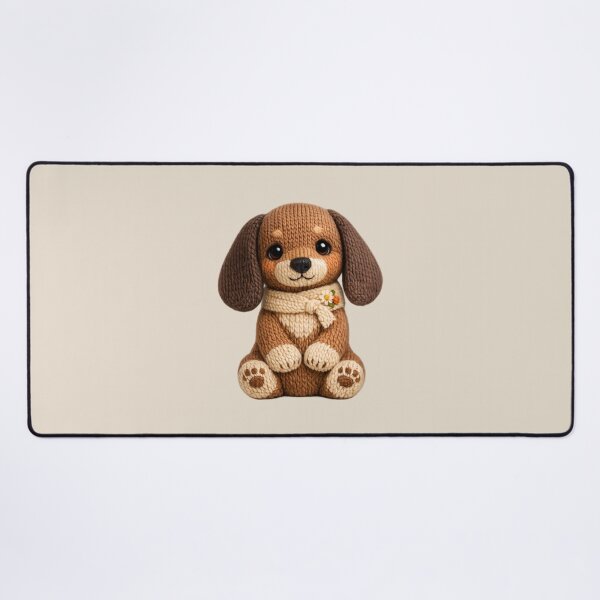 Item preview, Cute Knitted Dachshund Plush | Kawaii Handmade Crochet Knit Cottagecore designed and sold by Moons Studio.