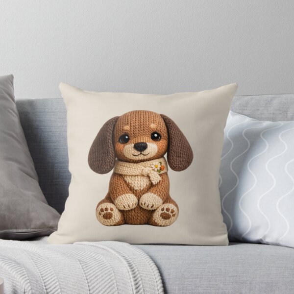 Item preview, Cute Knitted Dachshund Plush | Kawaii Handmade Crochet Knit Cottagecore designed and sold by Moons Studio.